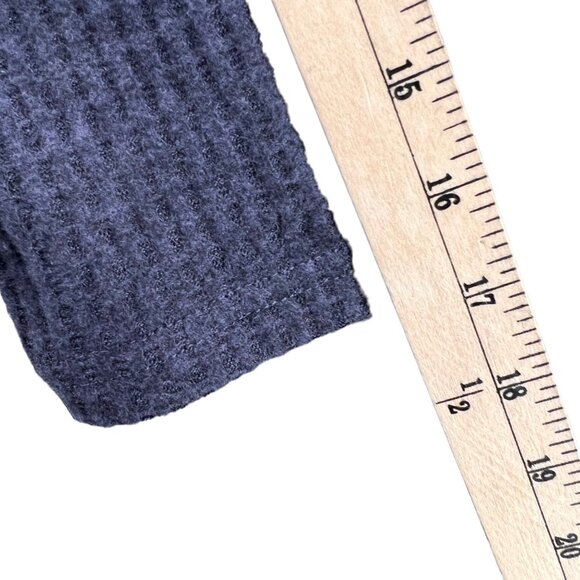 Olive And Oak Top Womens S Blue Waffle Knit Shirt Long Sleeve Button Thermal - Picture 8 of 12